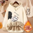 thumbnail image 2 of Sudadera con capucha de terciopelo grueso de invierno para mujer, sudadera con capucha con letras para mujer, jersey de talla grande, tops de manga larga de lana de cordero cálidos, abrigo, 2 of 5