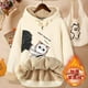 thumbnail image 2 of Sudadera con capucha de terciopelo grueso de invierno para mujer, sudadera con capucha con letras para mujer, jersey de talla grande, tops de manga larga de lana de cordero cálidos, abrigo, 2 of 5