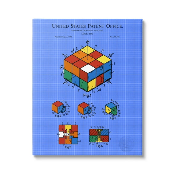 Stupell Industries Vivid Logic Toy Patent Graphic Art Gallery Wrapped Canvas Print Wall Art, Design by Karl Hronek