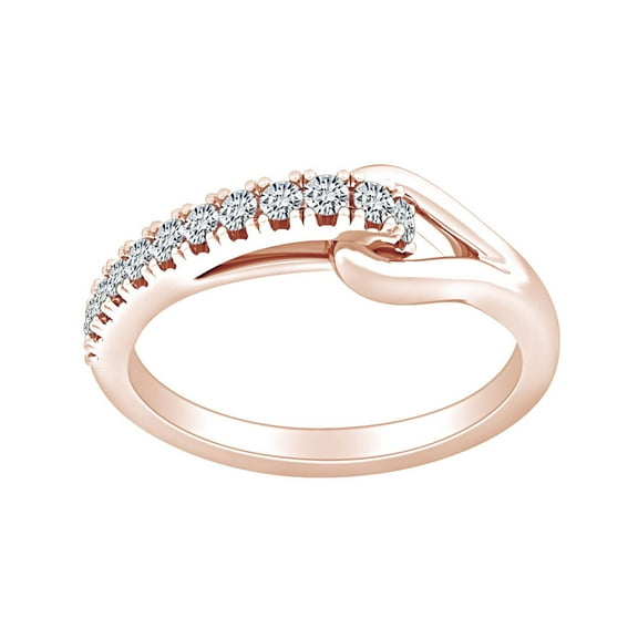 AFFY Round Shape Sparkling White Cubic Zirconia Fashion Promise Engagement Ring 14k Rose Gold Over Sterling Silver Ring Size-6.5