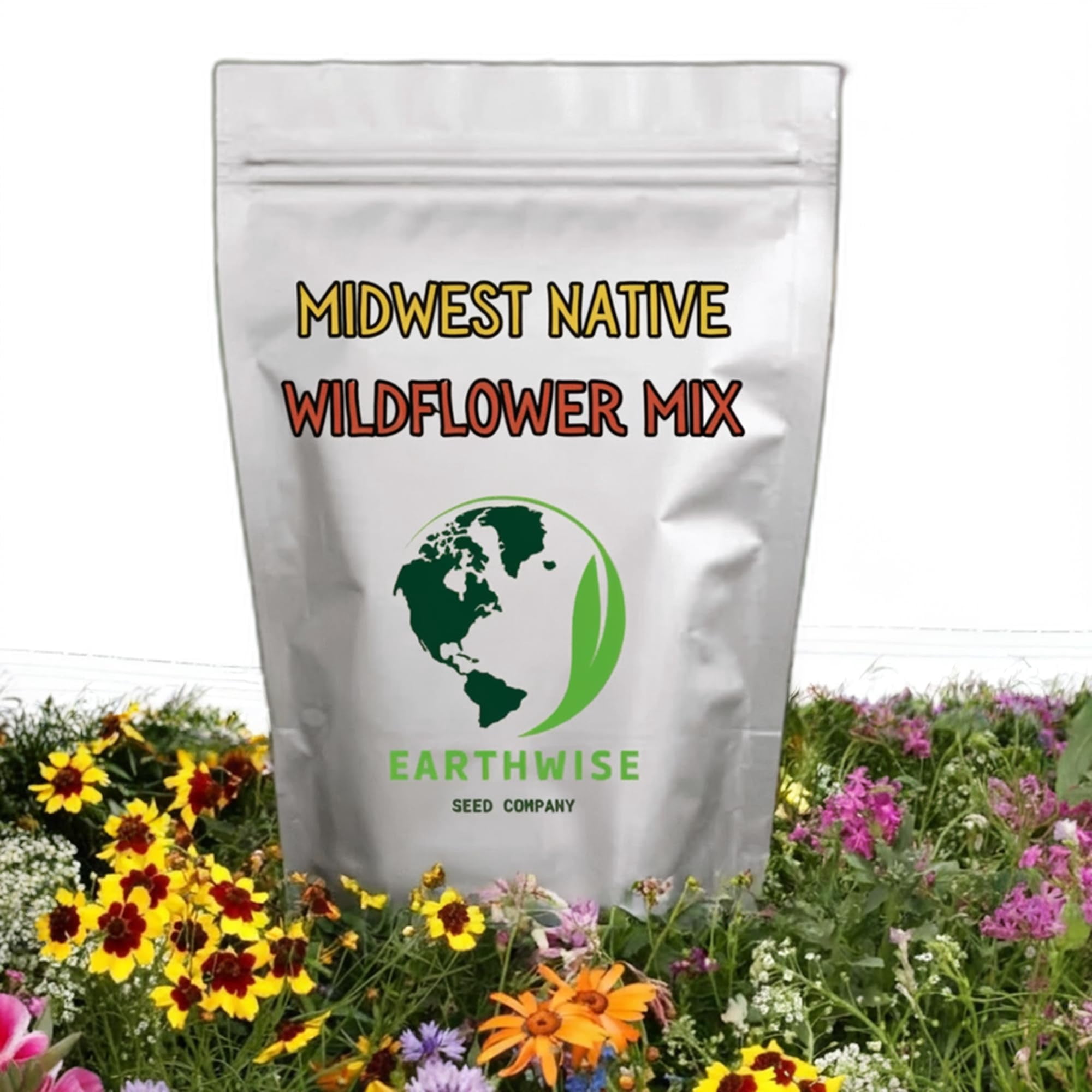 Earthwise Midwest Native Wildflower Seed Mix, 1/4 lb, Covers 250 sq ft, Region-Specific Flowers for Pollinators & Meadowscaping