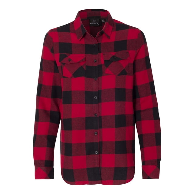 Chemise en Flanelle à Manches Longues Teinte en Fil pour Femmes, P, Rouge/noir Buffalo