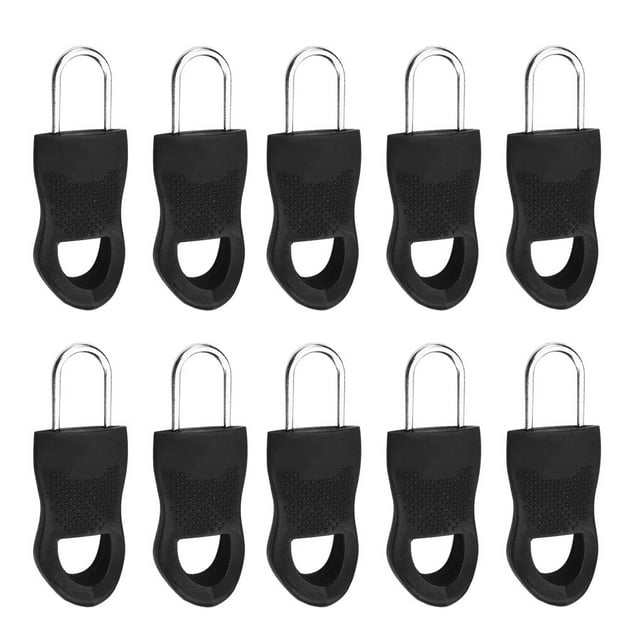 Bag Zipper Puller Detachable Clothes Zipper Replacement Zipper Slider Replacement Suitcase Zip Head, Black, Size 5, 10pcs