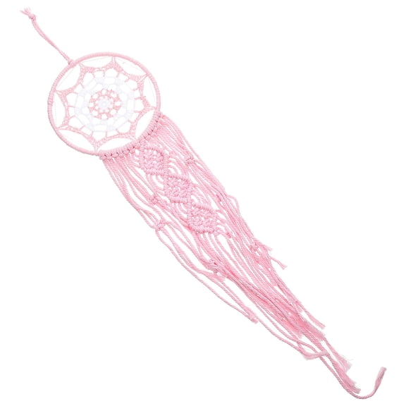 STRANDCHIC Pink Woven Dreamcatcher Tapestry with Tassels for Living Room Bedroom Decor