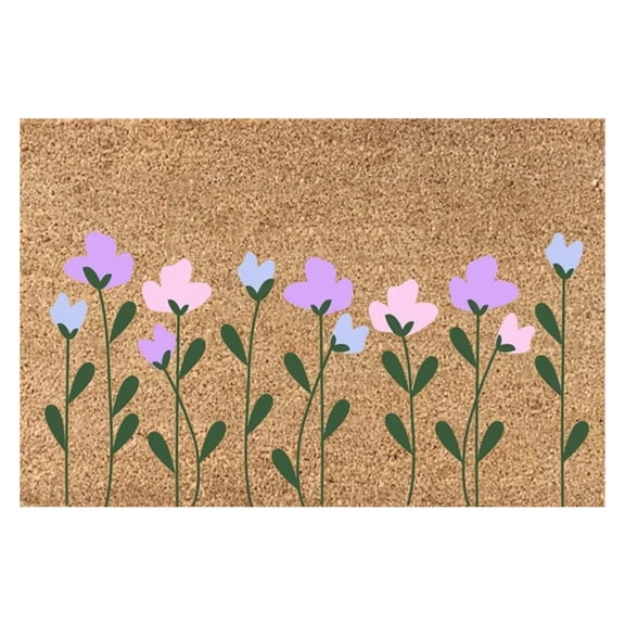 AUQ Purple Floral Rug, 40x60cm Crystal Velvet Floor Mat, Non-Slip Outdoor Mats for Front Door, Easy-Clean Bathroom Rugs, Durable Rugs for Bedroom