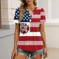 thumbnail image 5 of LWavelet Fourth of July Shirts for Women Short Sleeve Tops V-Neck Casual USA Patriotic Floral Embroidered Tee Wine L, 5 of 7