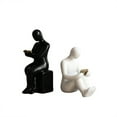 thumbnail image 2 of Ceramic Bookend Desktop Ornament Reading Couple Set, Anti-Slip Ceramic Base Elegant Durable Decor for Study Office Bookshelf Bedside Table Dining Room Countertops Housewarming Birthday Gift, 2 of 7
