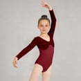 thumbnail image 4 of Girls' Solid Color Long Sleeved Round Neck Dance Practice Uniform Medium And Large Children's Jumpsuit, 4 of 5
