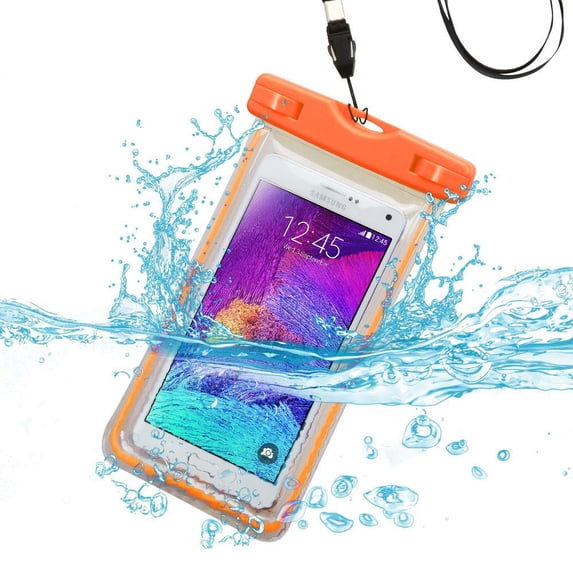 Premium Waterproof Sports Swimming Lightning Carrying Case Bag for Nokia Lumia 635/ Lumia 520/ Lumia 521/ Lumia 530/ Lumia 630/ Lumia 820/ 215 (with Lanyard) (Orange) + MYNETDEALS Mini Touch Screen S