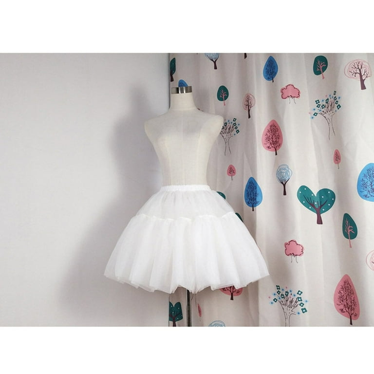 BESTONZON White Women Hoopless Petticoat Underskirt Tutu Skirt Crinoline Cosplay Dress Showing Stage Costume