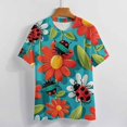 thumbnail image 3 of Floral Bugs Print Women's Short Sleeve T-Shirt Crew Neck Casual Summer Trendy Loose Fit Tops, 3 of 6