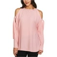 thumbnail image 2 of 1.STATE Womens Cold Shoulder Knit Blouse, Pink, Small, 2 of 2