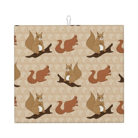 

Pofeuu Cartoon Squirrel Print Ultra Water Absorbent Microfiber Dish Drying Mat Drying Mat for Kitchen Kitchen Counter Accessories