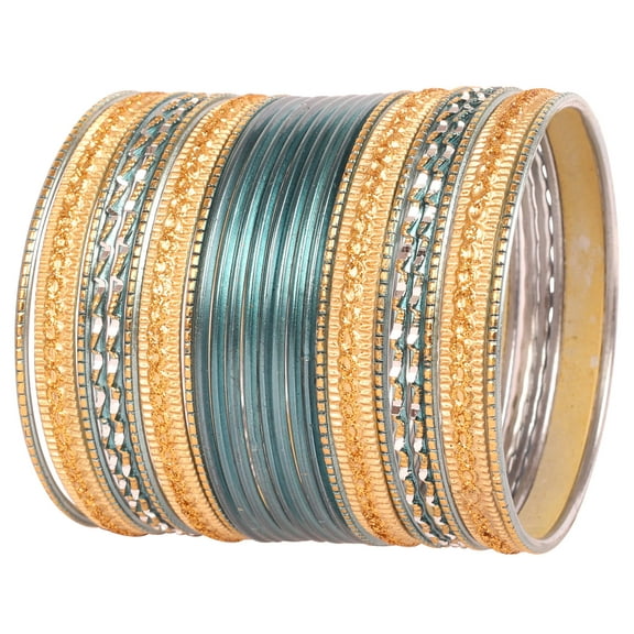 Sunsoul By Touchstone "Colorful 2 Dozen Bangle Collection" Indian Bollywood Pastel Strong Grey Golden Glaze Designer Jewelry Special Large Size Bangle Bracelets Set Of 24 In Gold Tone For Women.