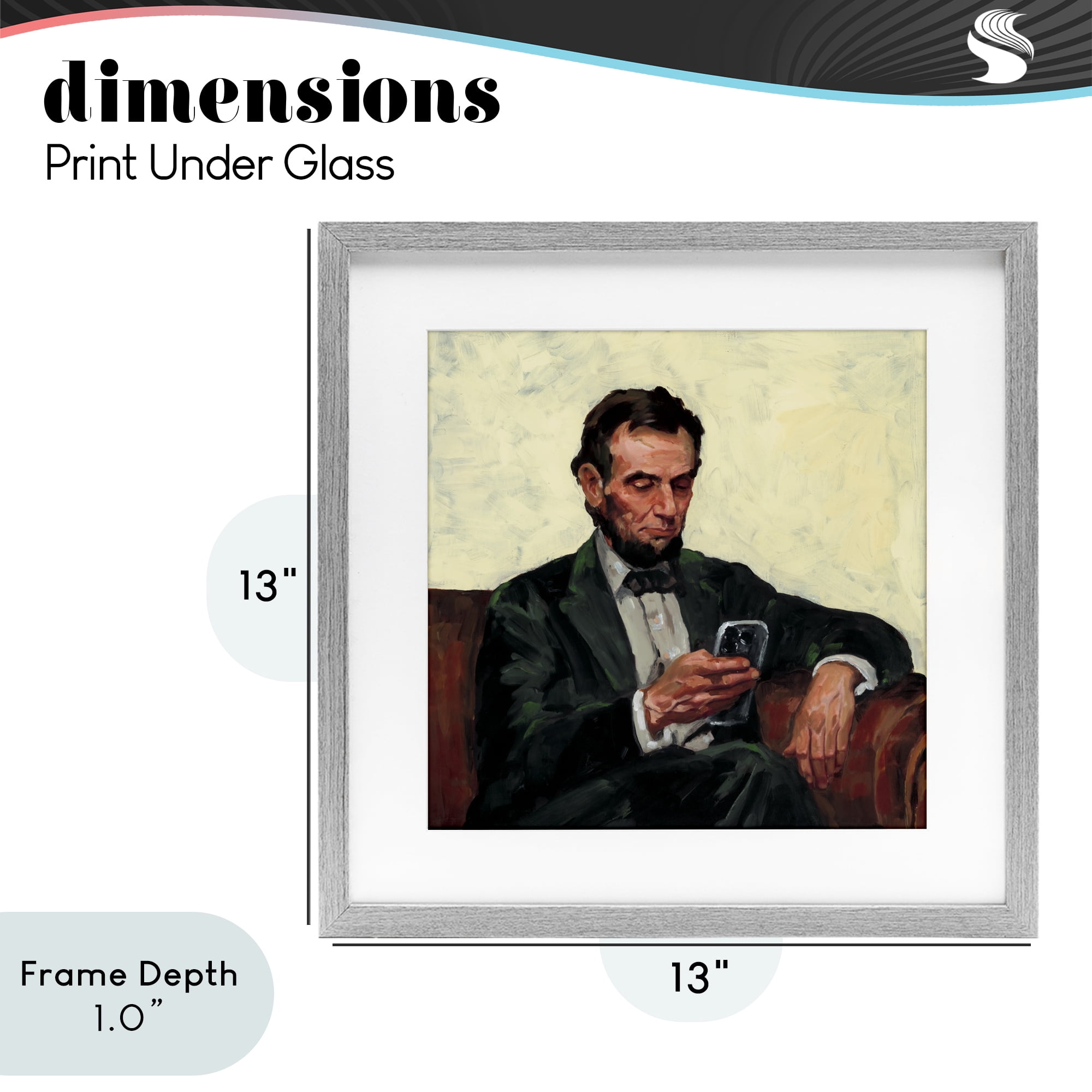 Stupell Industries Abe with Cellphone Gray Framed Print Under Glass, design by Studio Bautista