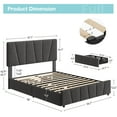 thumbnail image 2 of Bed Frame, Platform Bed Frame with 2 or4 Storage Drawers and Adjustable Upholstered Headboard, Wood Slats Support, No Box Spring Needed, Easy Assembly, Grey, 2 of 9