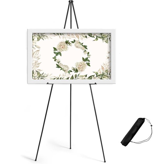 GoXteam Easel Stand 63 inches, Lightweight Adjustable Art Easel for Display, Wedding Sign, Poster, Black Metal Easel with Portable Bags