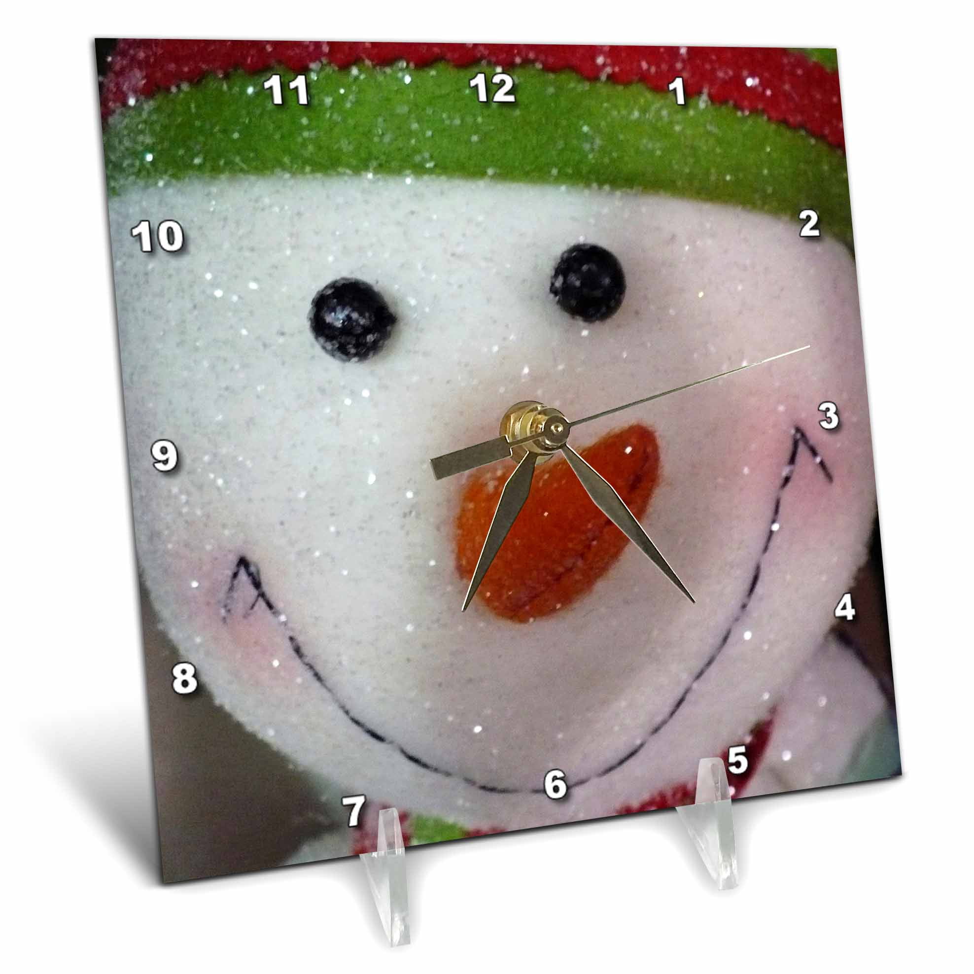 3dRose Happy Snowman - Desk Clock, 6 by 6-inch - Walmart.com