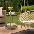 thumbnail image 4 of 2 Tier Metal Side Table with Removable Tray, Anti-Rust Green Nightstand for Bedroom Balcony, 4 of 7