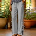 thumbnail image 6 of hoksml Women's Wide Leg Pants, Elastic Waist Casual Trousers with Side Slit and Bow Details, Loose Fit Pants for Summer Daily and Vacation Wear, 6 of 6
