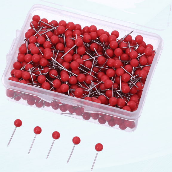 500 Pack Map Push Pins Map Tacks 1/8 Inch Small Size (Red)