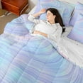 thumbnail image 4 of Manfei Geometric Stripes 7pcs Bedding Comforter Set,Purple Blue Queen Bedding Sets Super Cozy,Abstract Artwork Queen Sheet Sets,Super Cozy Gradient Room Decor,Reversible, 4 of 8