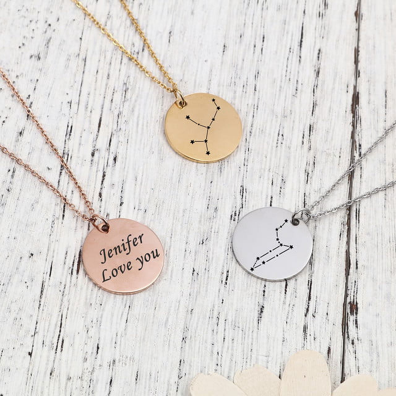 Zodiac Jewelry - Horoscope Constellation Necklace - Zodiac Birthday Gift with Back Can Engraved Name - Zodiac Gift for Girl