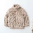 thumbnail image 2 of bbymog Girls Fleece Jacket with Pocket Solid Color Stand-Up Zip Up Jackets Coats Winter Warm Outerwear Baby Girl Clothes Khaki 3 Years, 2 of 9