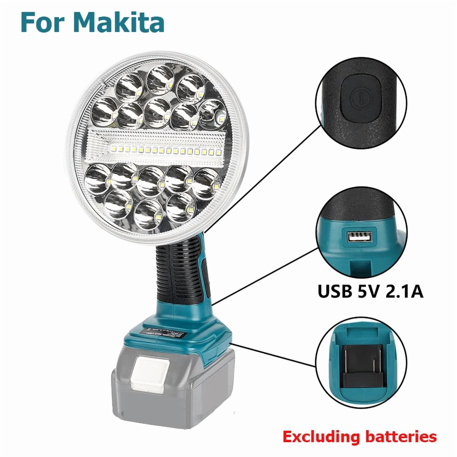 Portable flashlight LED Work Light For Makita/Milwaukee/Dewalt/Bosch/Black&Decker/Craftsman/Ryobi 14.4V 18V 20V Lithium Battery