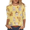 thumbnail image 3 of cocolona Womens Easter 3/4 Sleeve Shirts Cute Bunny T-Shirts Summer Crew Neck Tops Graphic Tees, 3 of 7