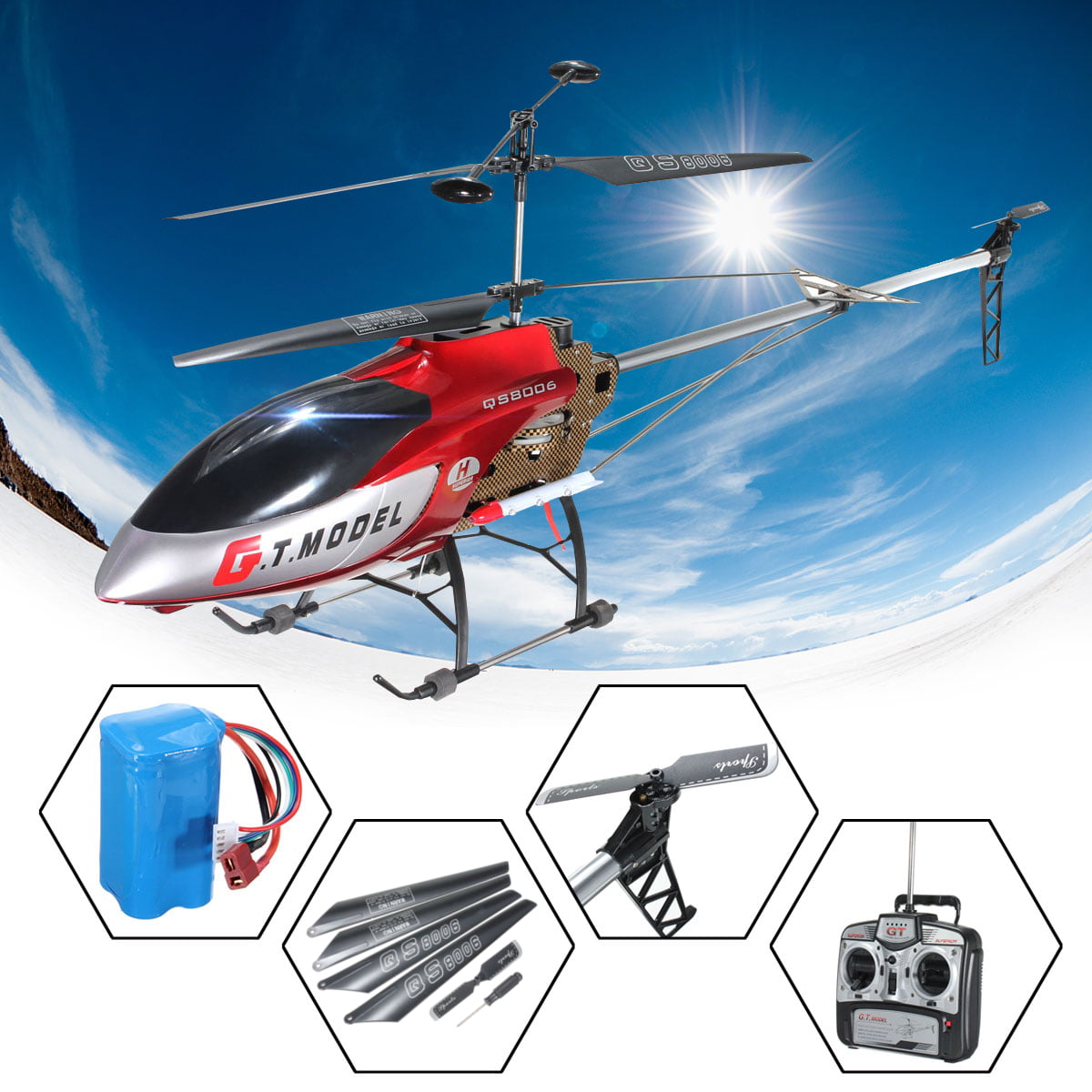 53 Inch Extra Large RC Helicopter GT QS8006 2 Speed 3.5Ch Builtin GYRO Toys US