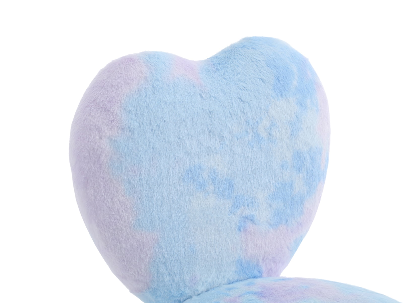 Guyou Cute Fuzzy Kids Chair, Faux Fur Rolling Swivel Children Desk Chair, Adjustable Student Task Chair Vanity Chair with Heart Shaped Back for Bedroom Living Room Study Room Kids Room , Dreamy Blue