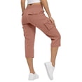 thumbnail image 4 of HKYNLAG Womens Capris with Pockets Petite Pull On Casual Cargo Pants Dressy Lightweight Ladies Baggy Cropped Pants for Hiking Ginger S, 4 of 5