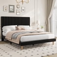 thumbnail image 1 of Queen Size Bed Frame, Adjustable Height Headboard, Velvet Upholstered Platform Bed Frame, No Box Spring Needed, Easy Assembly, Black, 1 of 7
