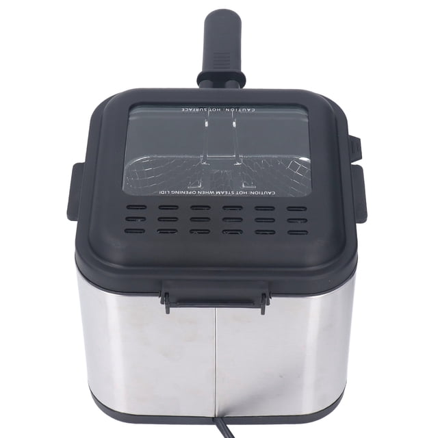 Friteuse Électrique à Frites de 2,5 L, Friteuse Électrique Carrée en Acier Inoxydable à Température Réglable de 1000 W pour Poulet, Oignon, Anneau