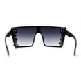 thumbnail image 4 of Dripping Huge Rhinestone Flat Top Shield Oversize Sunglasses Black Smoke, 4 of 4
