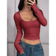 thumbnail image 4 of Womens Basic T Shirts Autumn Tops 2025 Long Sleeve Crop Tops Slim Fit Gym Workout Y2k Clothes L, 4 of 7