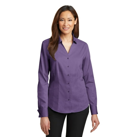 Red House Adult Female Women Pinpoint Long Sleeves Shirt Purple Dusk X-Small