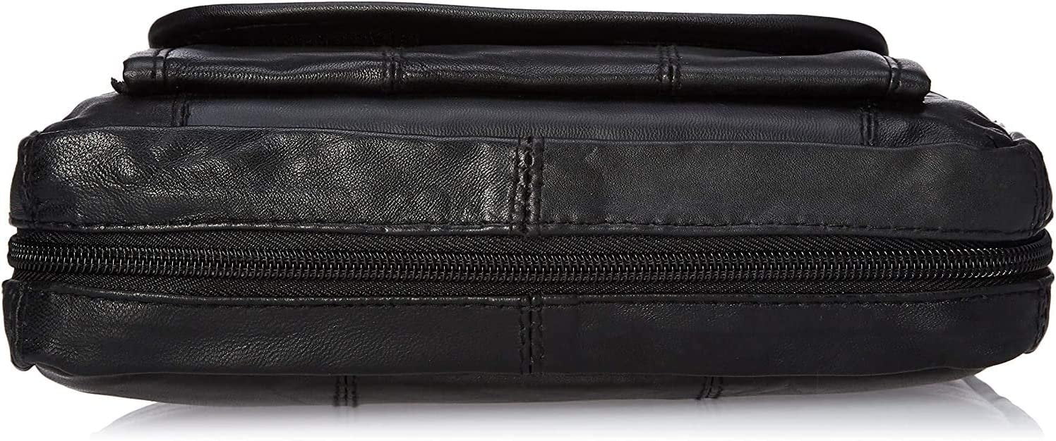 Large Cross Bible Book Cover Genuine Leather with Handle Black