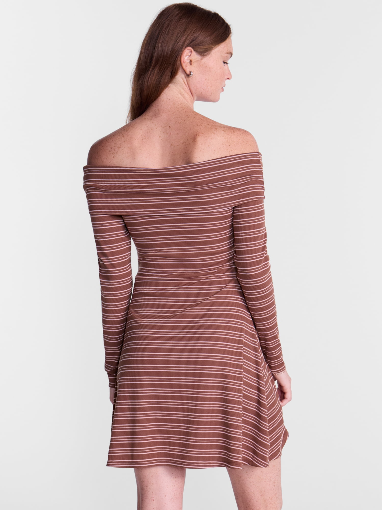 No Boundaries Off The Shoulder Dress with Long Sleeves, Women's and Women’s Plus XXS-4X