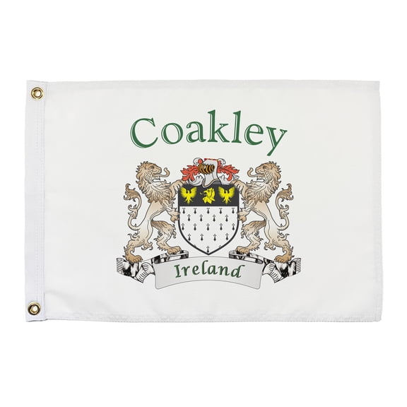 Coakley Irish Coat of Arms Small White Flag - 16"x10.5" inches