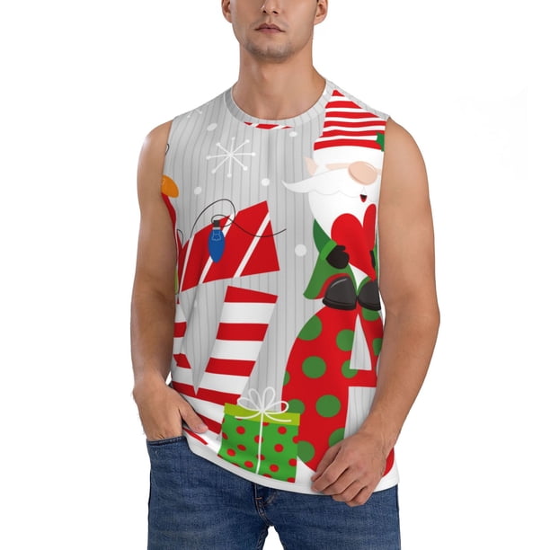 Balery Christmas Gnome With Love Camisetas sin mangas para hombre, absorbe la humedad y protege contra el mal olor.-XX-Large