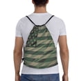 thumbnail image 2 of Kdxio Jungle Green Camo USA Flag Print Drawstring Backpack Bag,Waterproof Draw String Back Sack, Gym Drawstring Bags Swim Bag For Unisex, 2 of 9