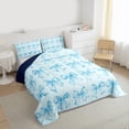thumbnail image 4 of Manfei Girly Blue Ribbon Queen Comforter Set for Kids, Kawaii Cartoon Bow-tie Bedding Sets, Princess Bowknot Style Reversible Bedding Comforter Set, Breathable Home Decor, 3 Pieces, 4 of 9
