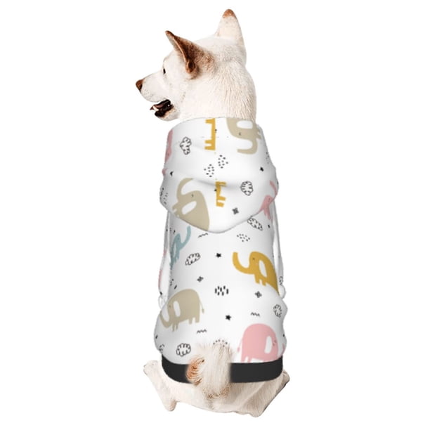 Fotbe Little Elephant Sudadera con Estampado para Perros Pequeños – Suéter con Capucha para Mascotas, Tela Suave de Forro Polar con Bolsillo-Small