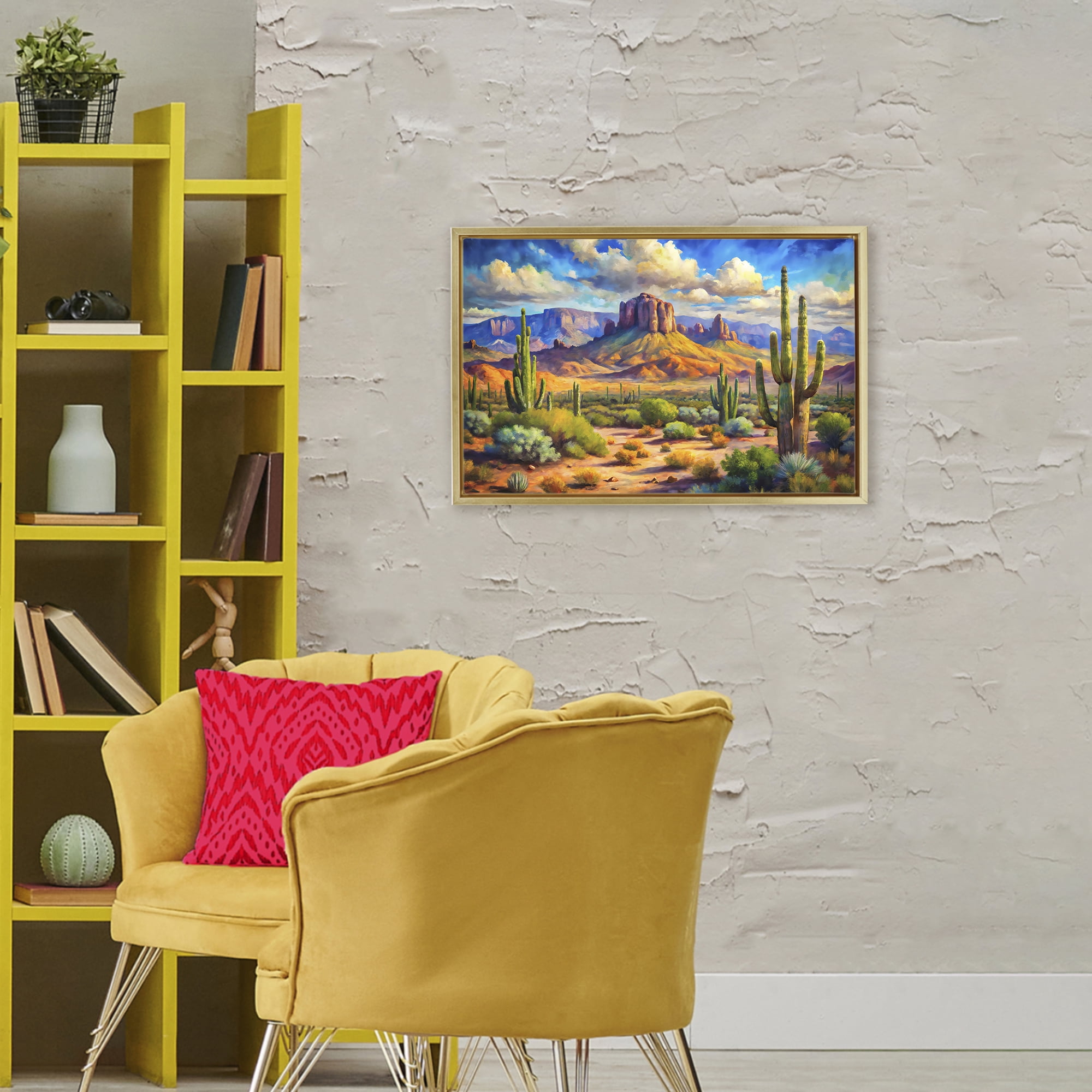 Stupell Industries Majestic Saguaro Desert Landscape Gold Framed Floater Canvas Wall Art, design by Creative Studio