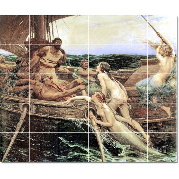 Ceramic Tile Mural-Herbert James Draper Mythology Tile Mural Traditional Home Remodel. 25.5" w x 21.25" h using (30) 4.25 x 4.25 ceramic tiles