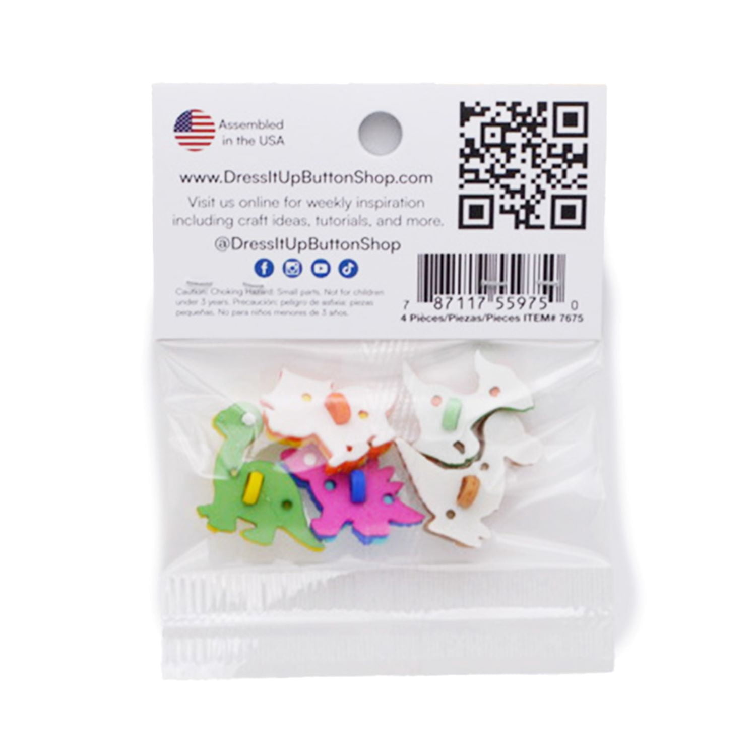 (2 pack) Dress It Up Buttons, Dinomite, 5 Piece