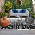 thumbnail image 2 of Black Flower Outdoor Rug for Patio/Deck/Porch, Non-Slip Large Area Rug 5 x 8 Ft, Geometric Stripes Gradient Simple Branch Indoor Outdoor Rugs Washable Area Rugs, Reversible Camping Rug Carpet Runner, 2 of 8