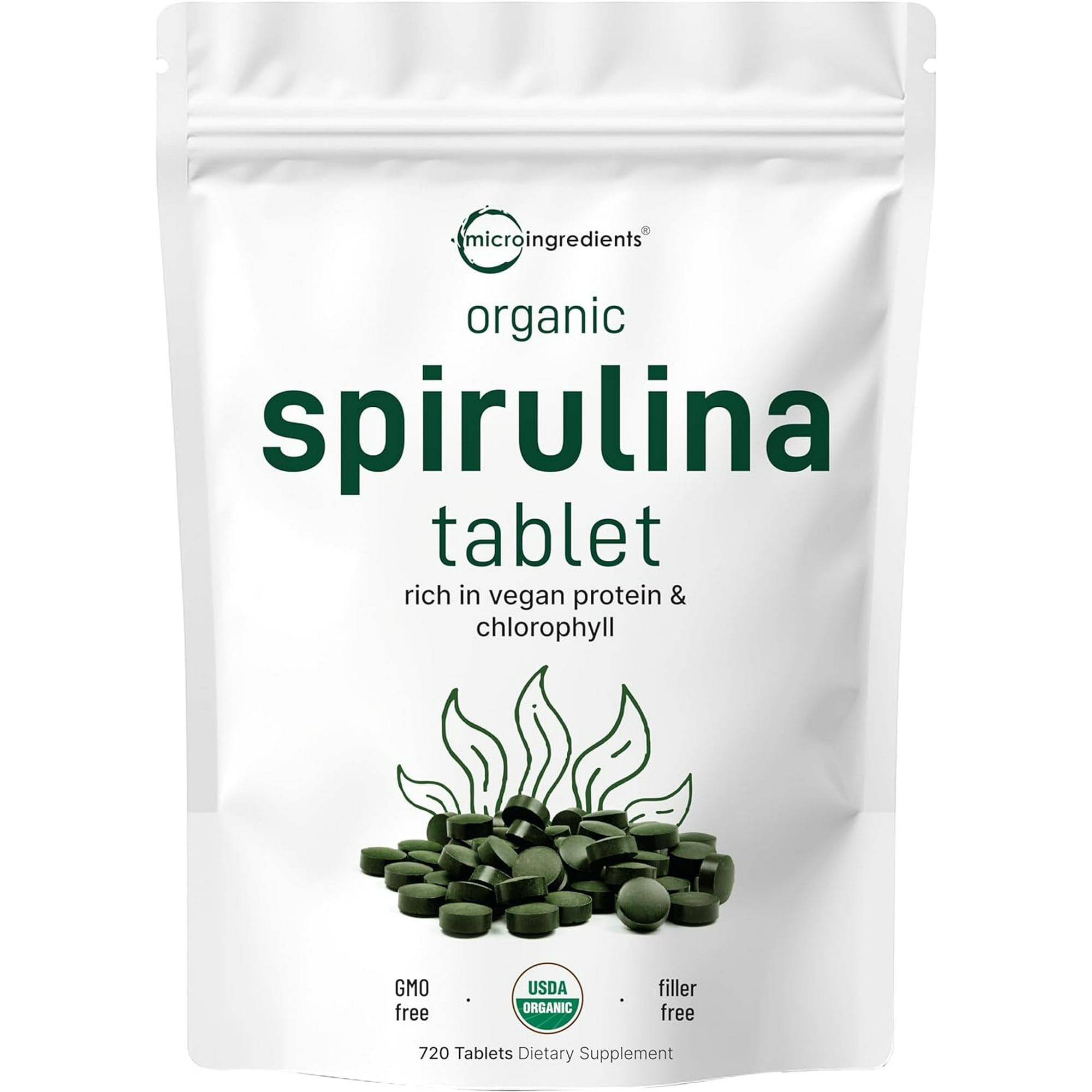 Micro Ingredients Organic Spirulina Supplement, 3000MG Per Serving, 720 Tablets